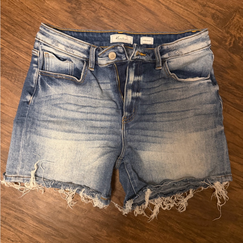 KanCan Distressed Blue Denim Shorts